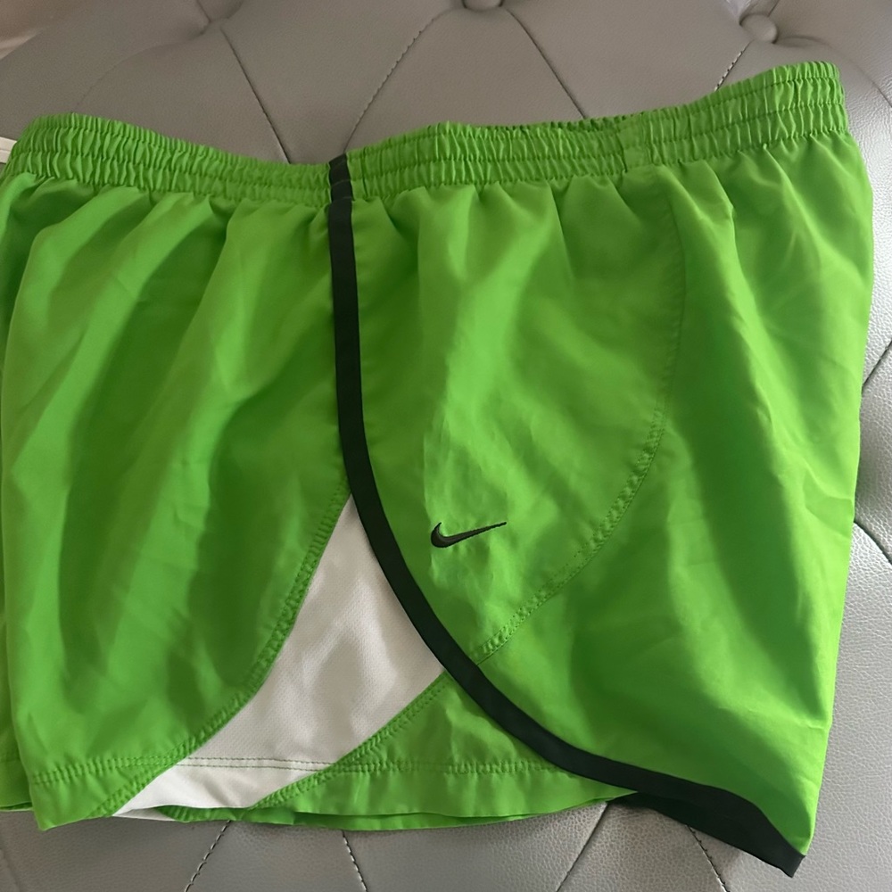 NIKE RUNNING SHORTS - Lime Green with navy blue and white accents - XL NWOT - Picture 2 of 6